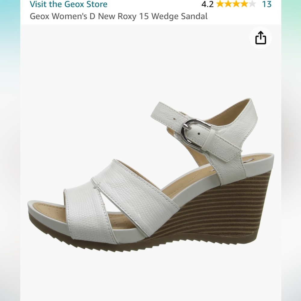 Geox women s D new Roxy 15 wedge  white sandals . With breathable technology!